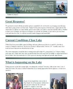 Clear Lake Report - Ross England's Monthly Newsletter Example